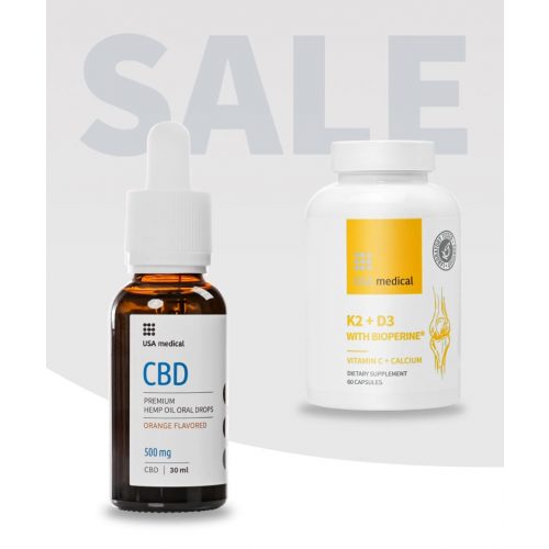 CBD Olaj 500 mg + K2D3 kapszula C-vitaminnal