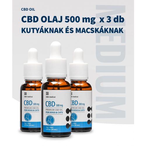 CBD olaj KUTYÁKNAK ÉS MACSKÁKNAK 500 mg CBD / 30 ml x 3db